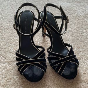 Antonio Melani Velvet Strappy Heels in Black
